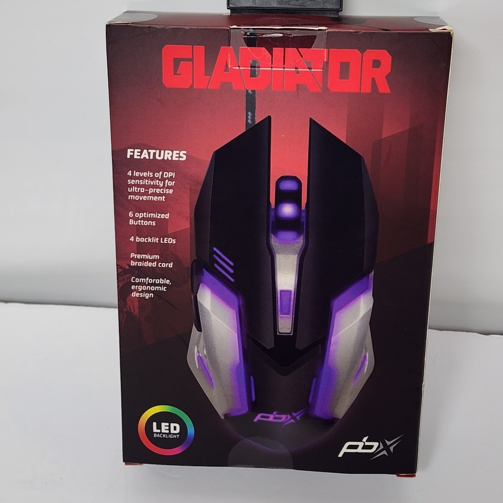 Gaming Mouse Gladiator Wired Precision LED Backlight Geared Up 6 Buttons